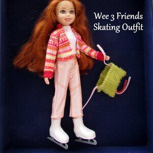 WEE 3 FRIENDS SKATING OUTFIT: WHITE ICE SKATES, COZY JACKET, PANTS, HAT, SO CUTE